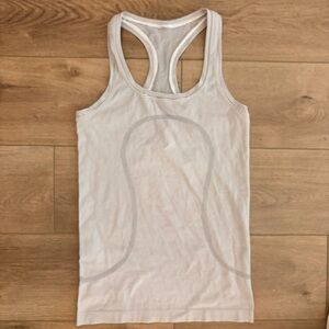 Lululemon Athletica White Striped Tank Top